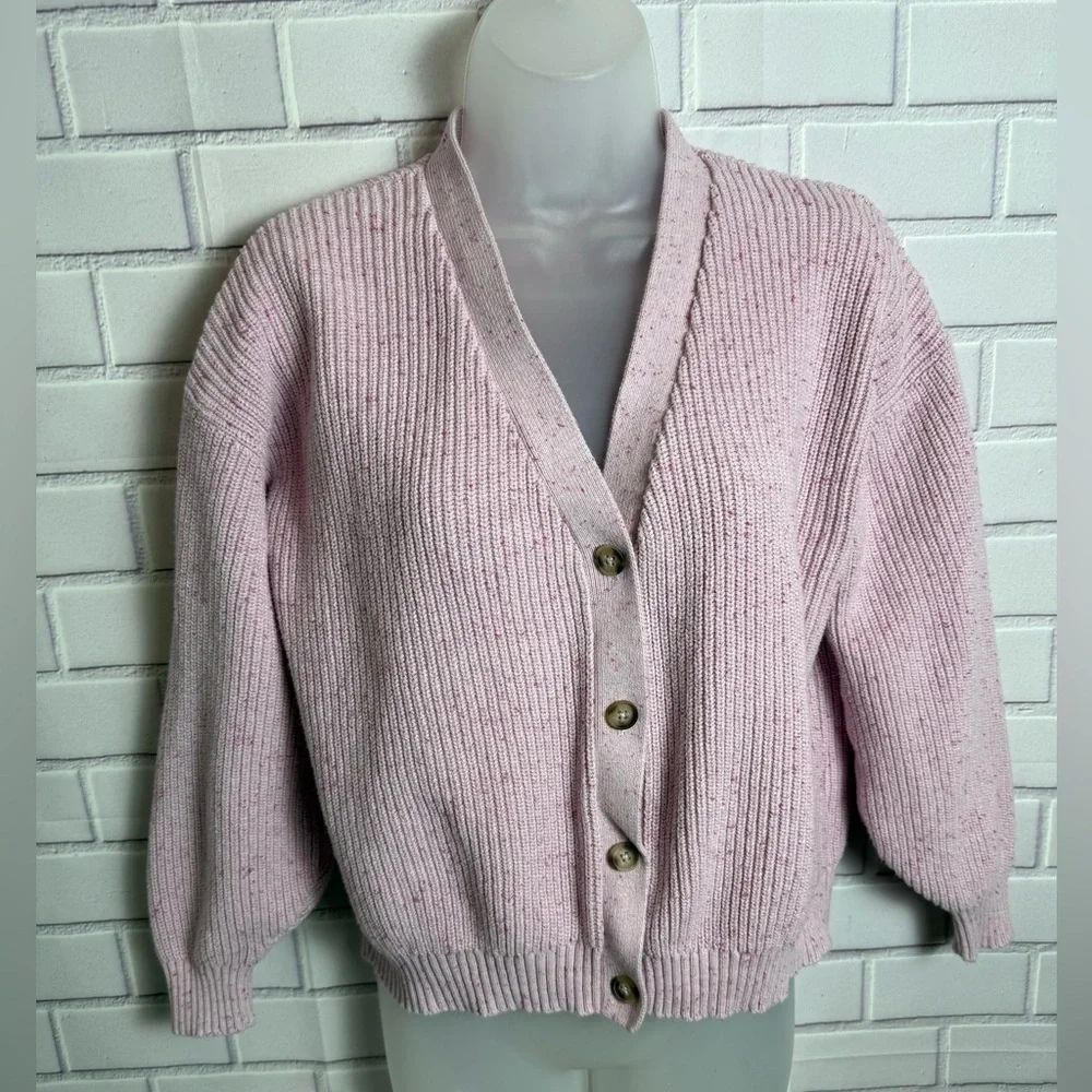 OLD NAVY Pink Button-Up girls crop cozy Sweater/size XL (12)